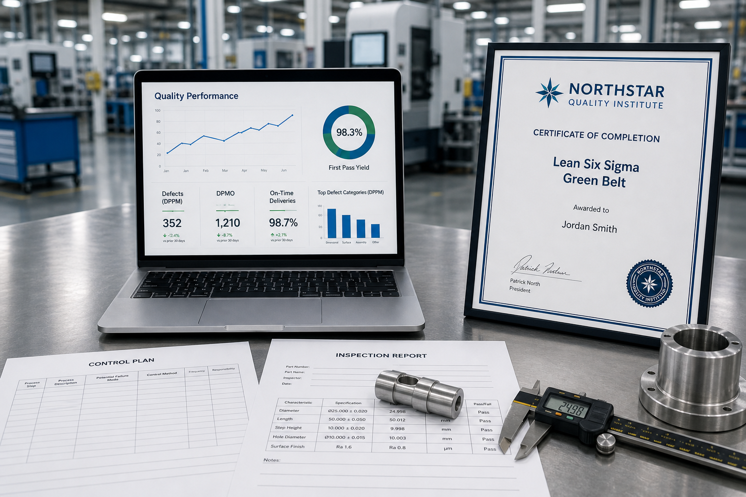Quality inspection workstation with certification materials